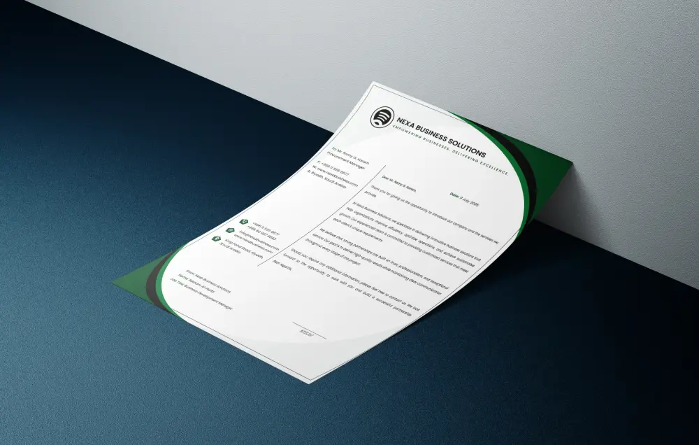 تصميم ليتر هيد أو أوراق المراسلات (Letterhead) نموذجين