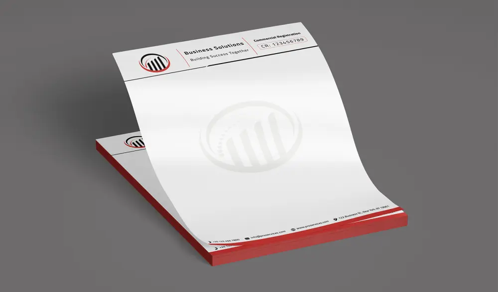 تصميم ليتر هيد أو أوراق المراسلات (Letterhead) نموذجين