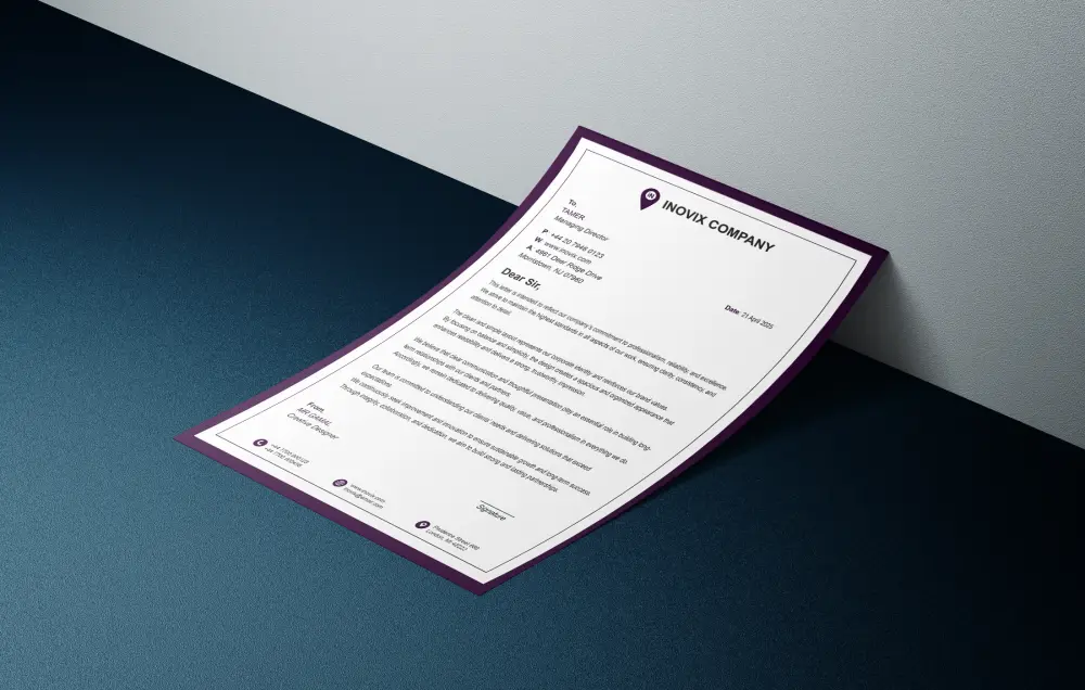 تصميم ليتر هيد أو أوراق المراسلات (Letterhead) نموذجين