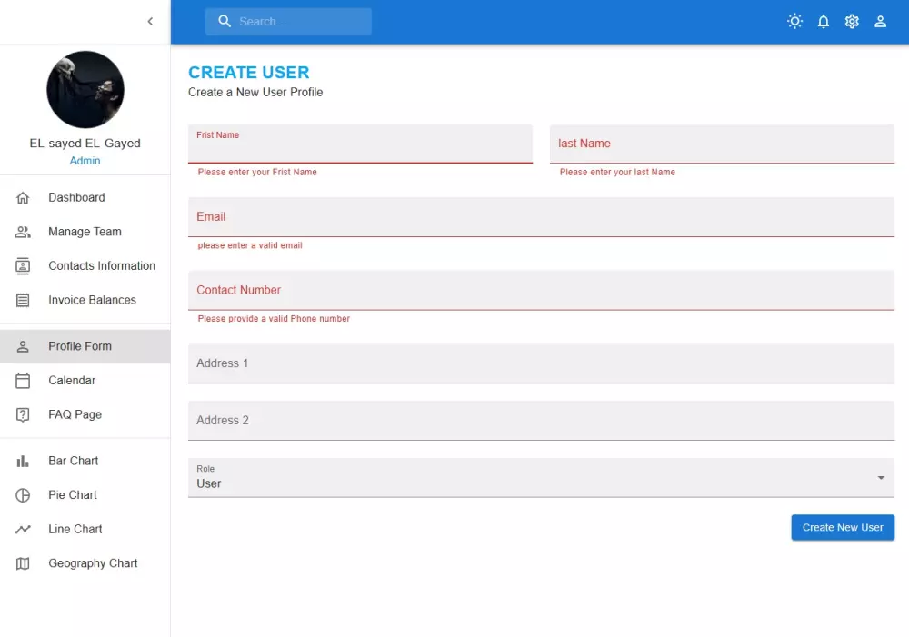 تصميم لوحة تحكم (Admin Dashboard) احترافية بالـ React