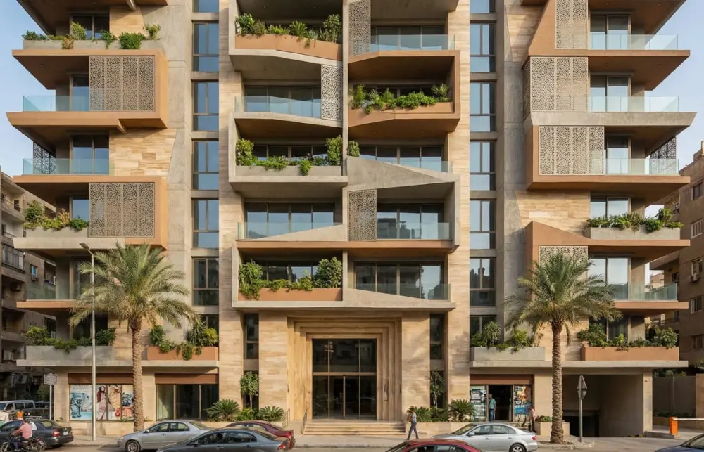 تصميم واجهات مباني سكنية احترافية.