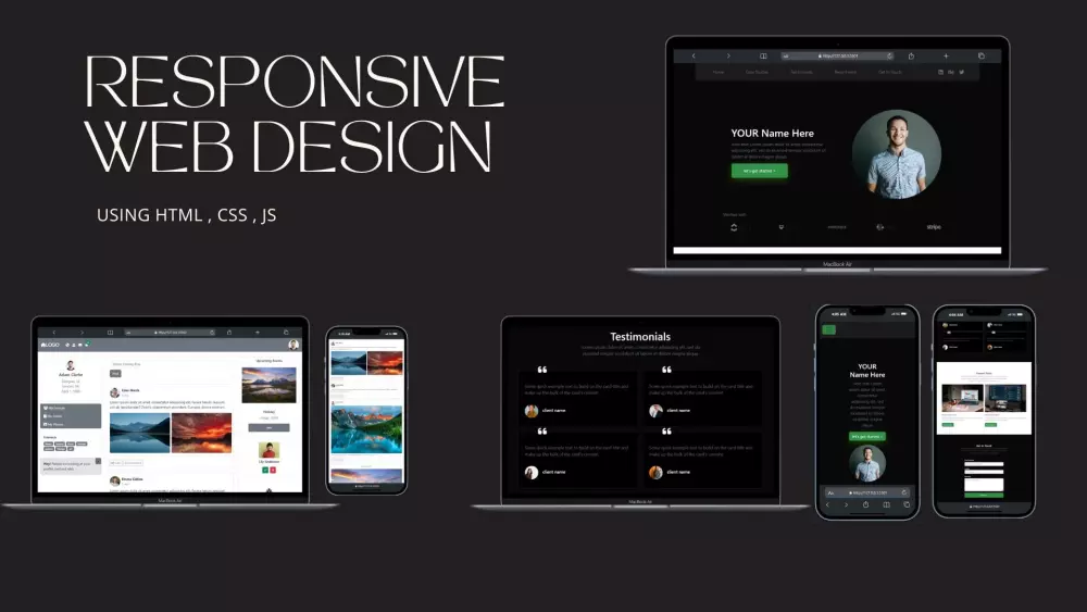 تصميم و تطوير واجهة ويب احترافية (Responsive Website) باستخدام HTML, CSS, JS