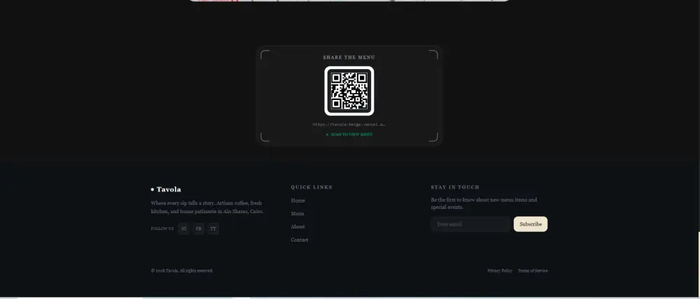 برمجة وتطوير منيو إلكتروني تفاعلي بكود QR للمطاعم والكافيهات.
