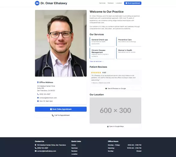 صفحة هبوط لخدمات طبية (Doctors Landing Page)