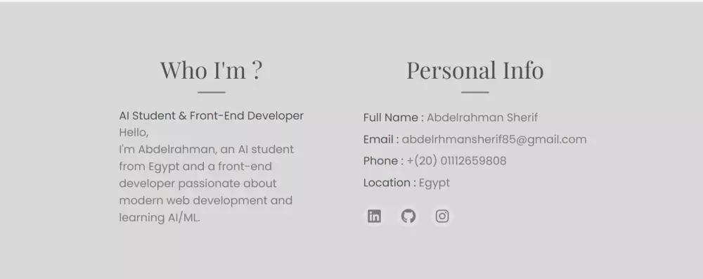 تصميم مواقع برتفوليو اوو مواقع تعريفيه باستخدامHtml, Css, React.js.