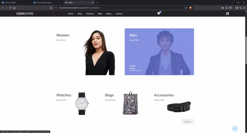 متجر تجارة الكتروني (E-Commerce) باستخدام HTML/CSS/Bootstrap/JavaScript