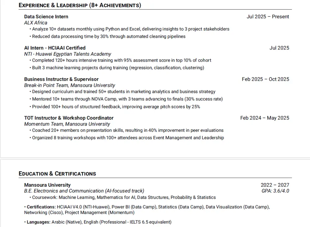 تصميم وكتابة السيرة الذاتية الاحترافية (ATS-Friendly CV)