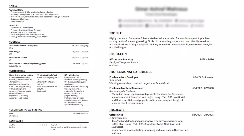إنشاء CV احترافي ومتوافق مع أنظمة التوظيف (ATS)