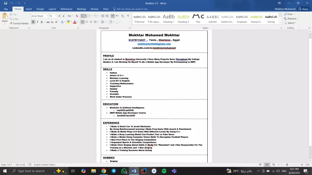 كتابة علي الword و تحويل النصوص إلي pdf و كتابة cv