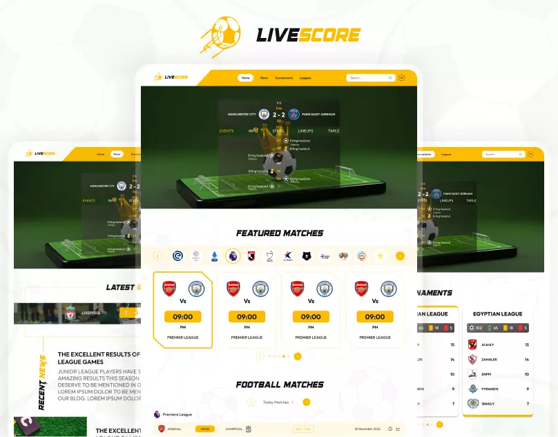 موقع متابعة أخبار الكورة-UIUX website