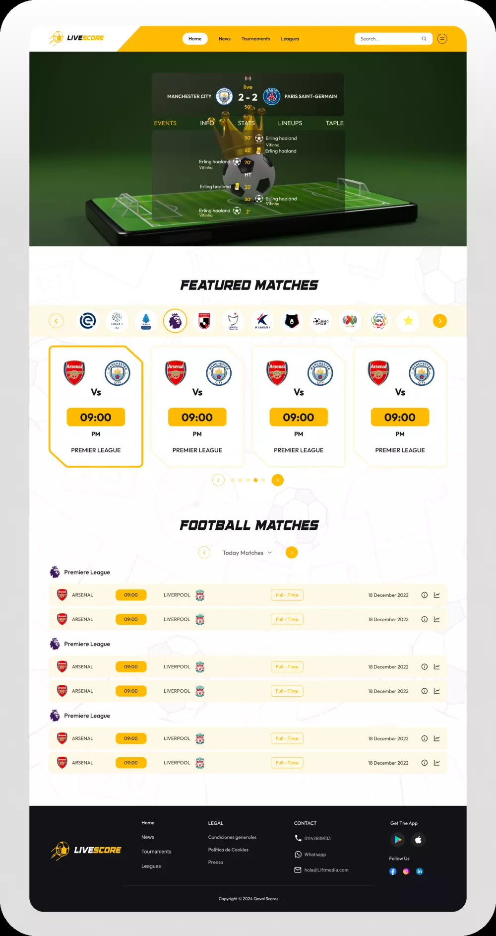 موقع متابعة أخبار الكورة-UIUX website
