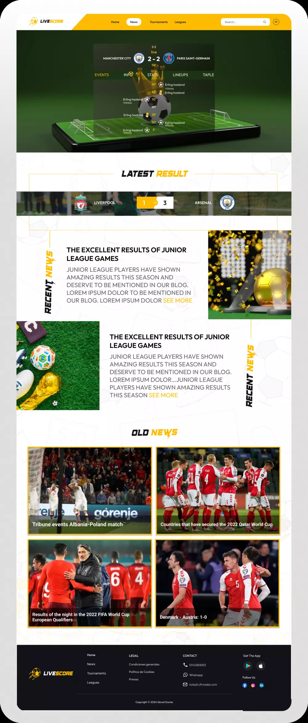 موقع متابعة أخبار الكورة-UIUX website