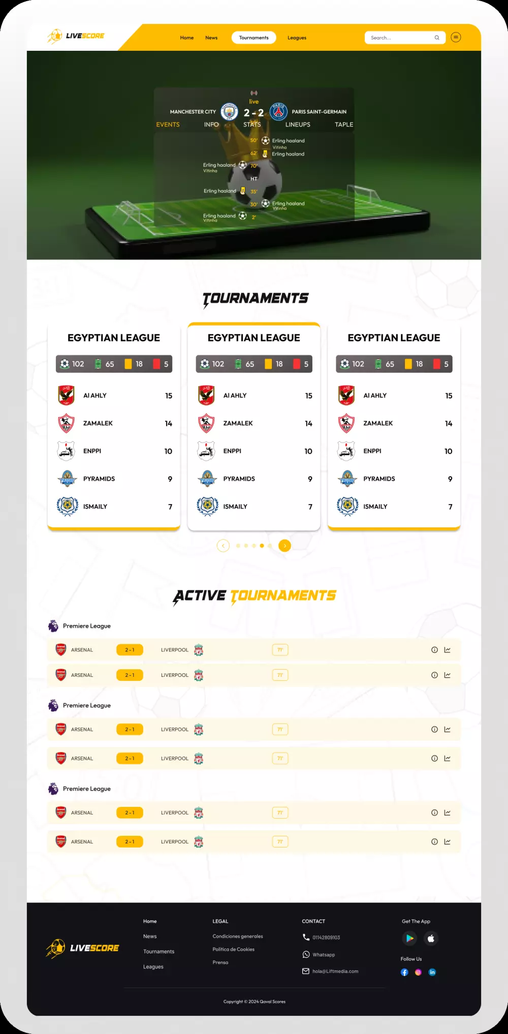موقع متابعة أخبار الكورة-UIUX website