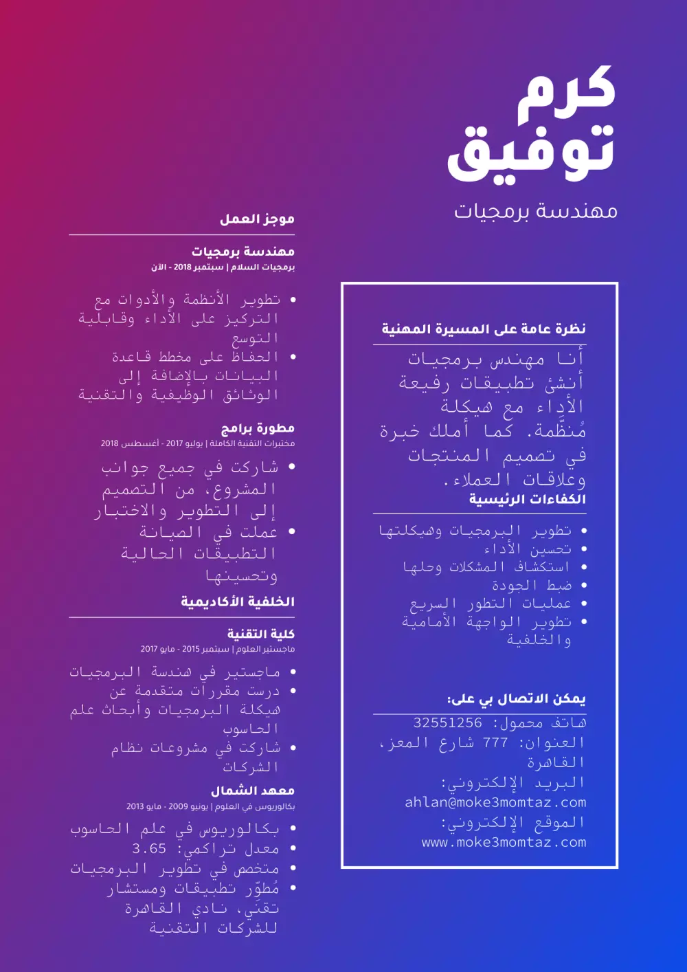 تصميم سيرة ذاتية احترافية / Professional CV Design