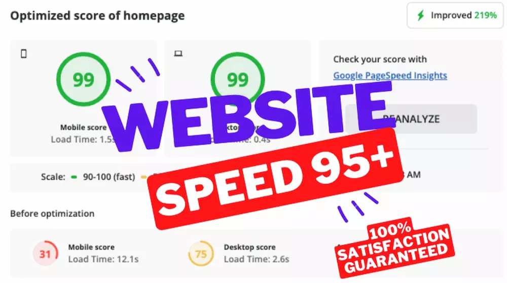 سوف اقوم برفع سرعة موقعك +٩٥ و بضمان