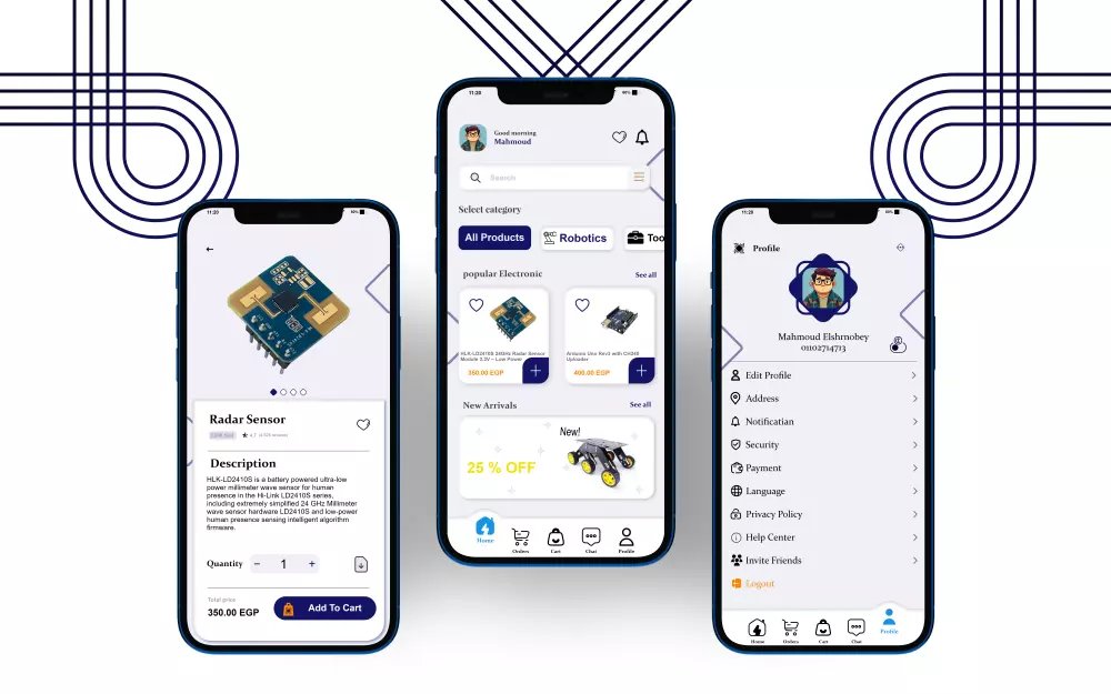 تصميم واجهات المستخدم ( UX / UI) Android, Ios و Web