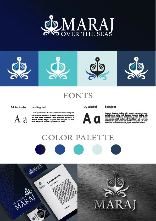 تصميم شعار احترافي وهوية بصرية متكاملة (شعار + ألوان + خطوط + دليل استخدام) لتعزيز علامتك التجارية