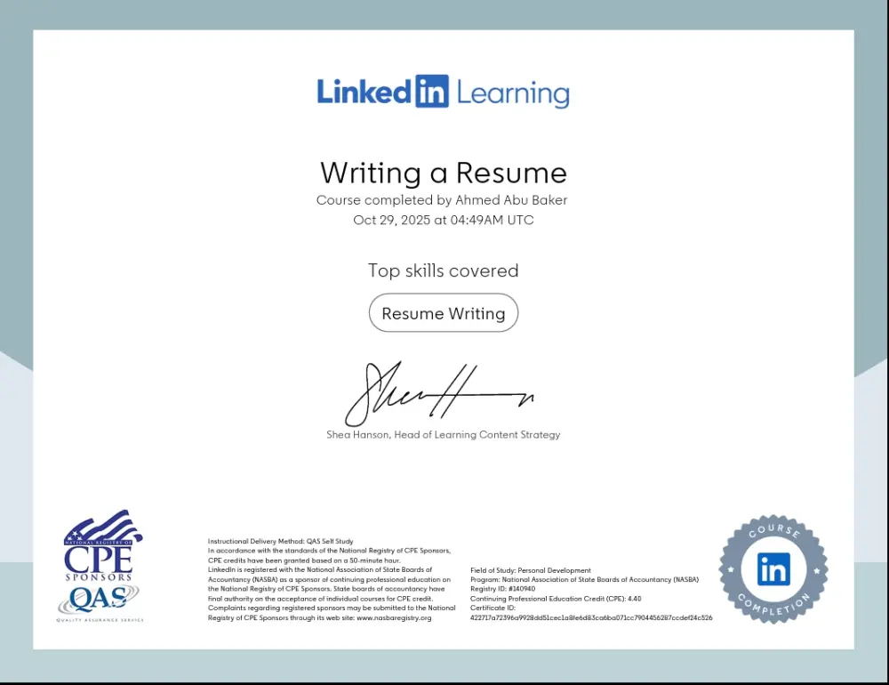 كتابة وتصميم سيرة ذاتية احترافية متوافقة مع Ats