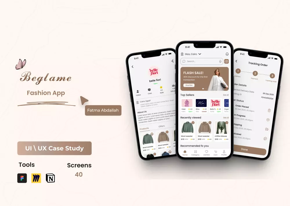 تصميم واجهات مستخدم UI/UX احترافية لتطبيقات الفاشون والأزياء