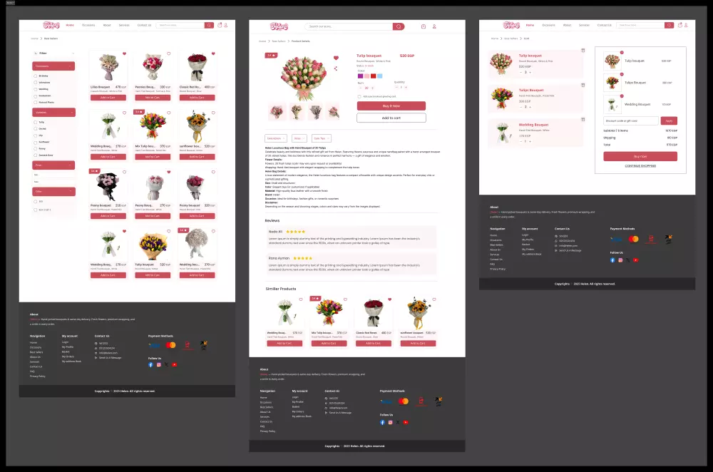 تصميم موقع إلكتروني E-commerce احترافي لبيع الورد والزهور