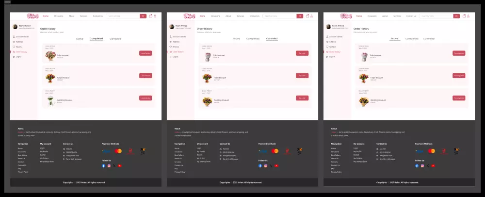 تصميم موقع إلكتروني E-commerce احترافي لبيع الورد والزهور