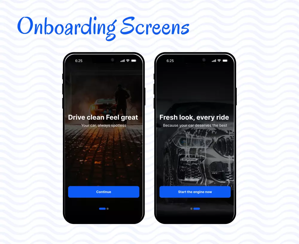 Clean Drive تطبيقUI UX لحجز غسلة لسيارتك