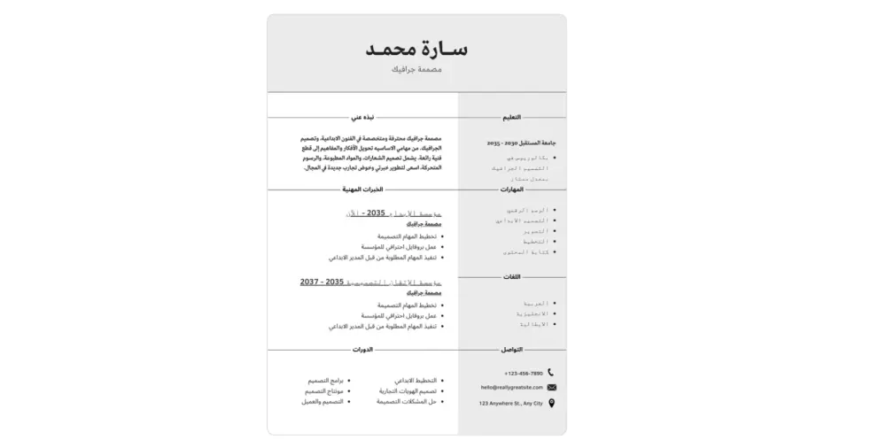 سيرة ذاتية احترافية مميزة ومتوافقة مع ATS انجليزي و عربي