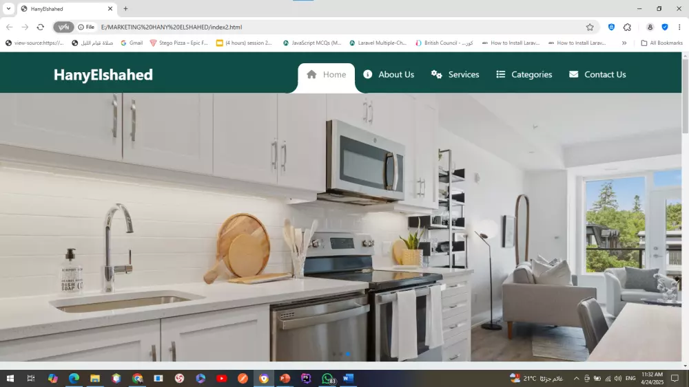 تصميم وتطوير صفحة ويب متجاوبة وجذابة باستخدام HTML وCSS وJavaScript