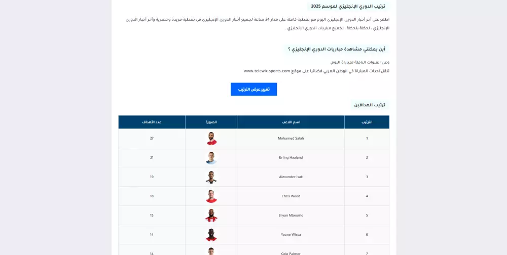 قالب للبث المباشر وترتيب الدوريات تلقائيا - قالب كورة بلس برو
