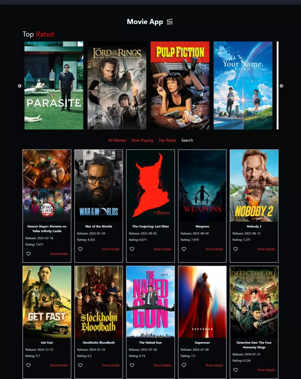 تصميم وتطوير موقع إلكتروني لعرض الأفلام والمسلسلات Css,Tailwind,React,Js,Redux