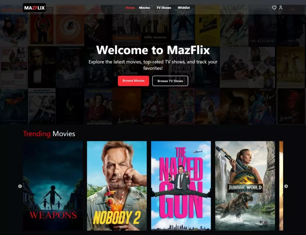 تصميم وتطوير موقع إلكتروني لعرض الأفلام والمسلسلات Css,Tailwind,React,Js,Redux