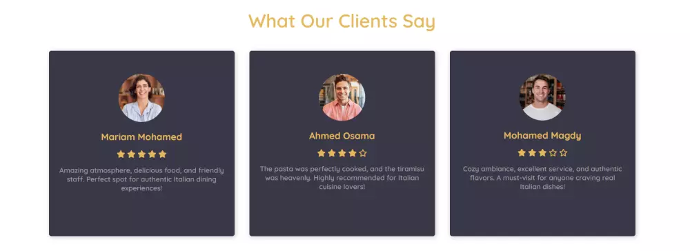 صفحة هبوط لمطعم