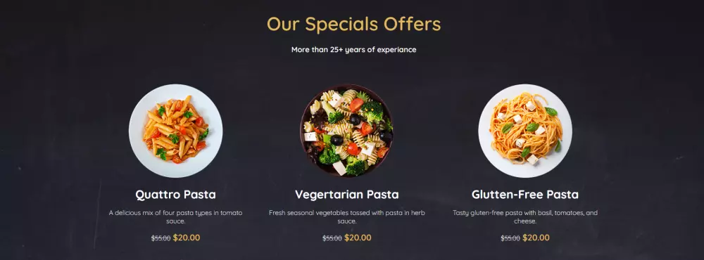 صفحة هبوط لمطعم