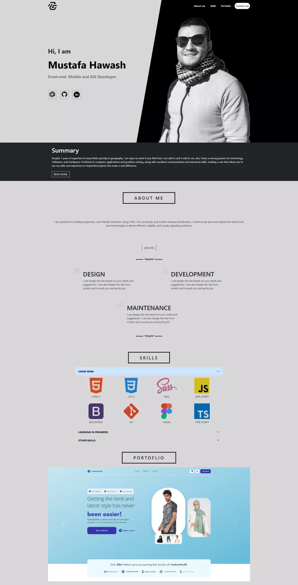 تطوير معرض اعمال شخصي  Portfolio HTML-CSS-JS-Tailwind/Bootstrap
