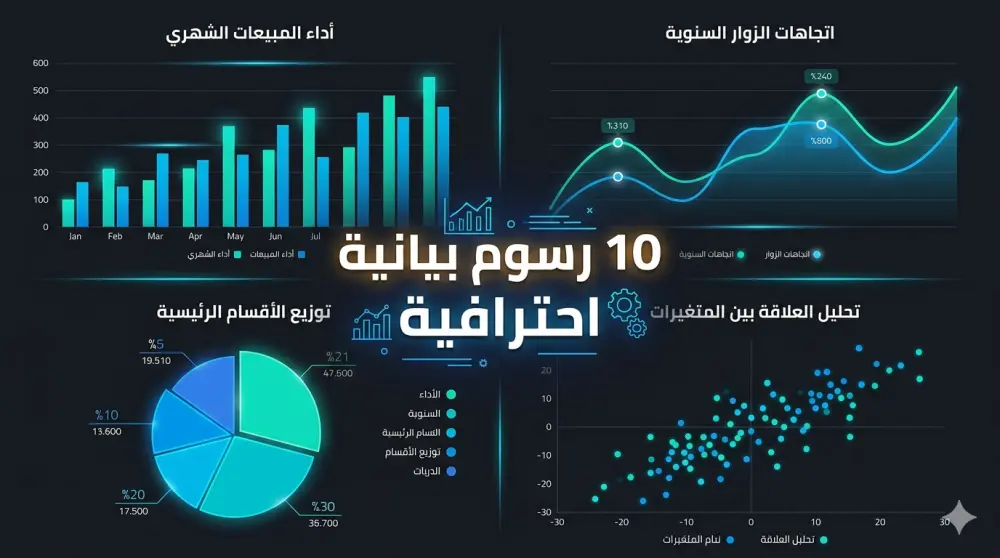 تحليل بياناتك وإنشاء 10 رسوم بيانية احترافية من ملف Excel أو CSV