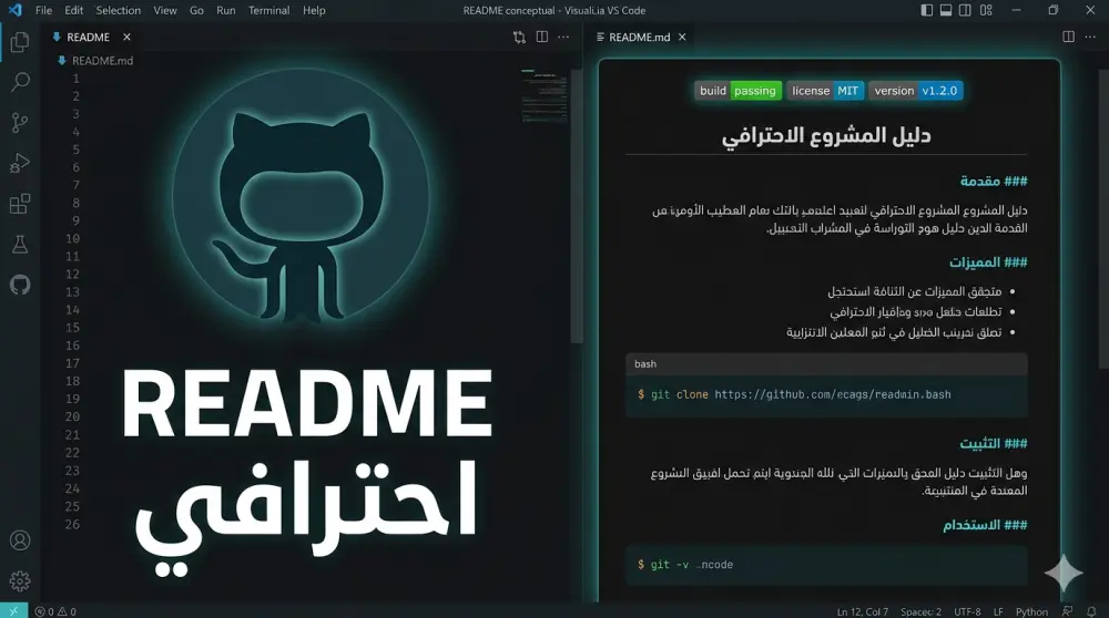 كتابة README احترافي جذاب لمشروعك على GitHub بالعربية أو الإنجليزية