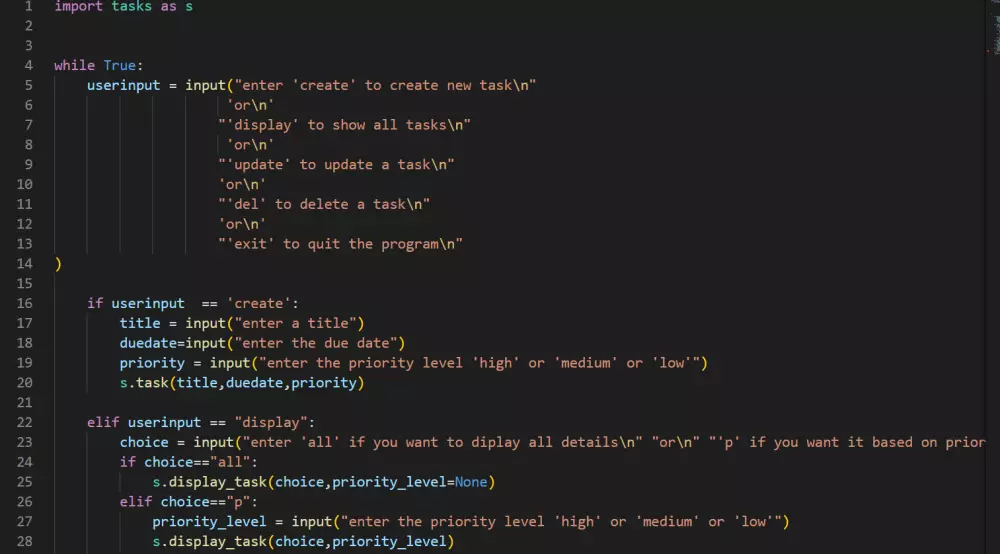 إنشاء برنامج لإدارة المهام أو البيانات باستخدام Python