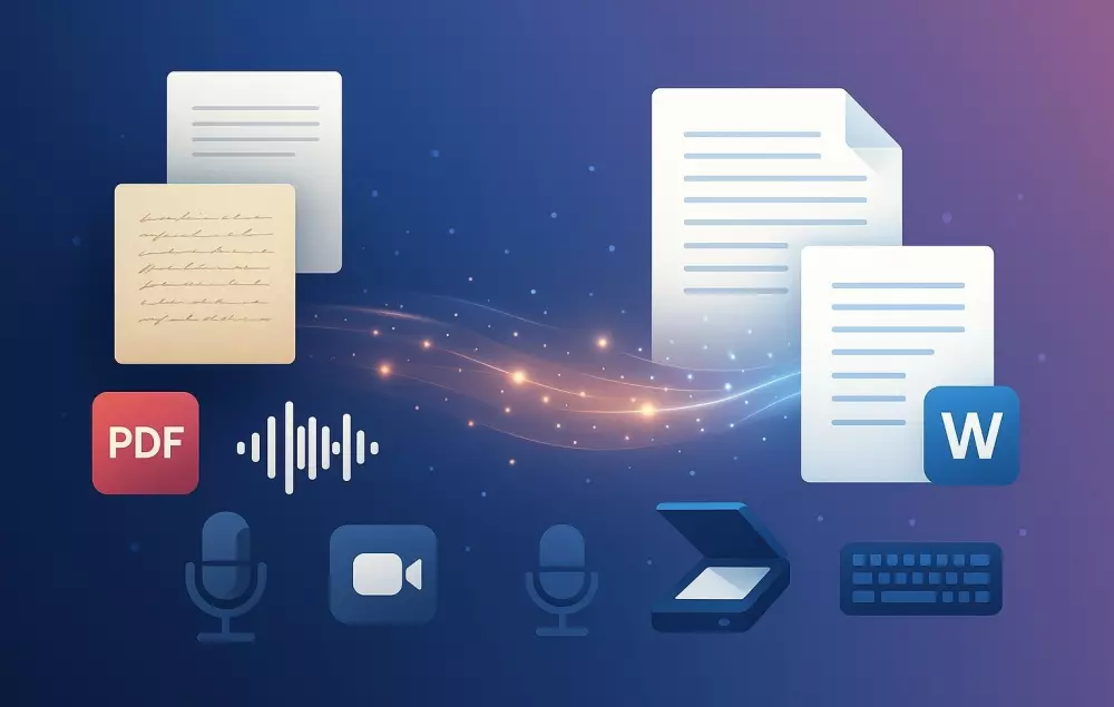 Word متكامل من أي ملف (صوت – صورة – PDF)