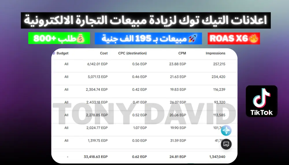 اعلانات التيك توك لنمو المبيعات والعملاء