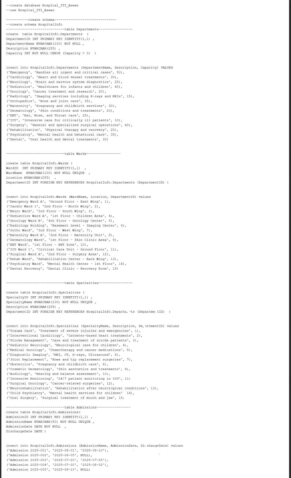 تصميم وتنفيذ قاعدة بيانات متكاملة باستخدام SQL Server