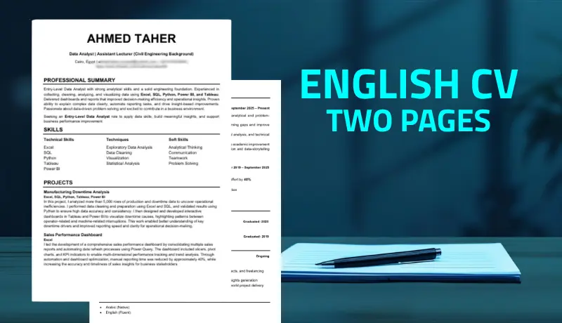 تصميم وكتابة سيرة ذاتية CV احترافية متوافقة مع ATS