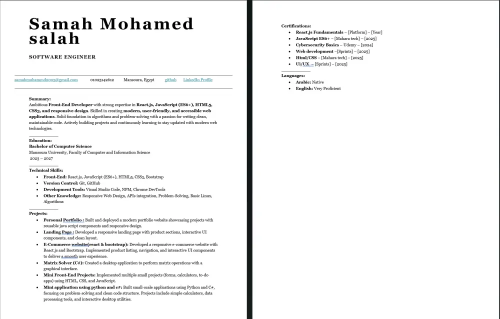 تصميم وكتابة سيرة ذاتية (CV) احترافية متوافقة مع نظام ATS