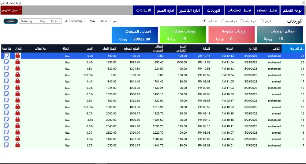 برنامج كاشير وإدارة مطعم وكافية مع دعم الطابعات قابل للتخصيص لاى نشاط تجارى