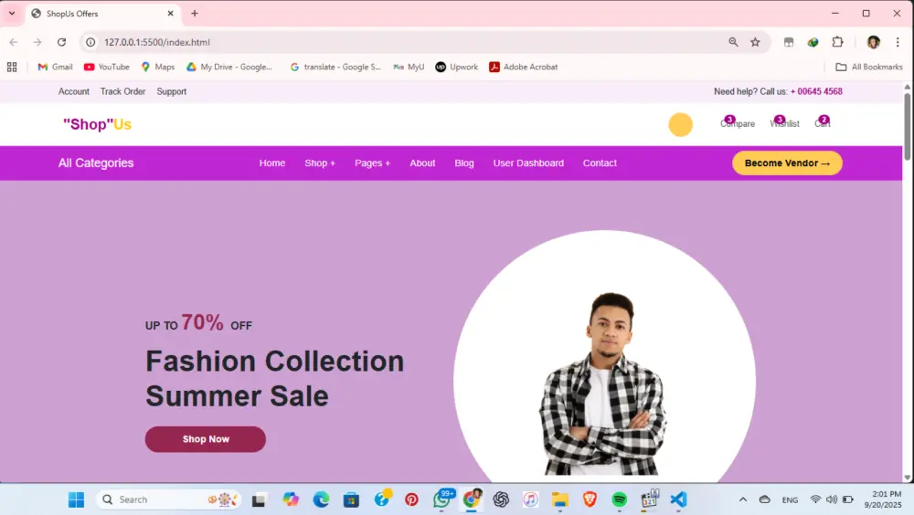 صفحه بيع ملابس