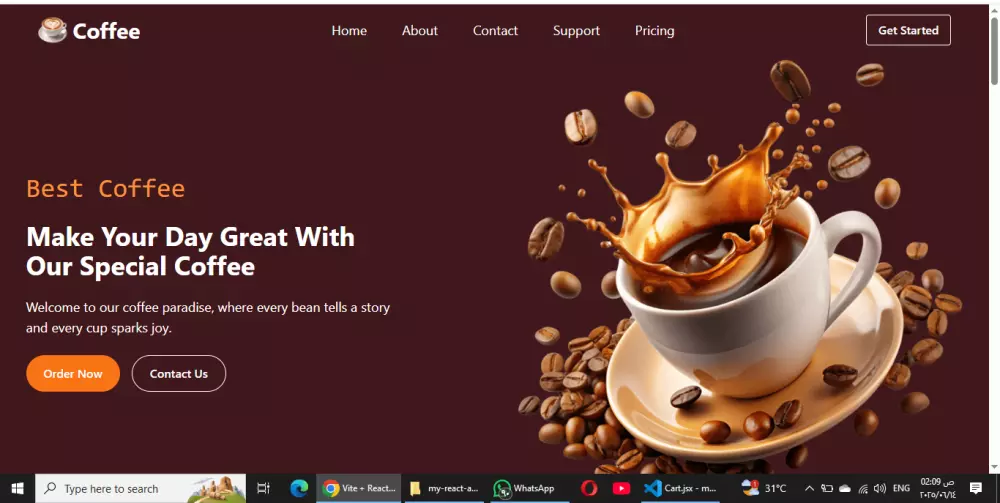 تصميم وتطوير موقع متجاوب للمطاعم والشركات الناشئة باستخدام React