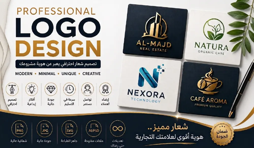 تصميم شعار احترافي يعبر عن هويتك التجارية بجودة عالية