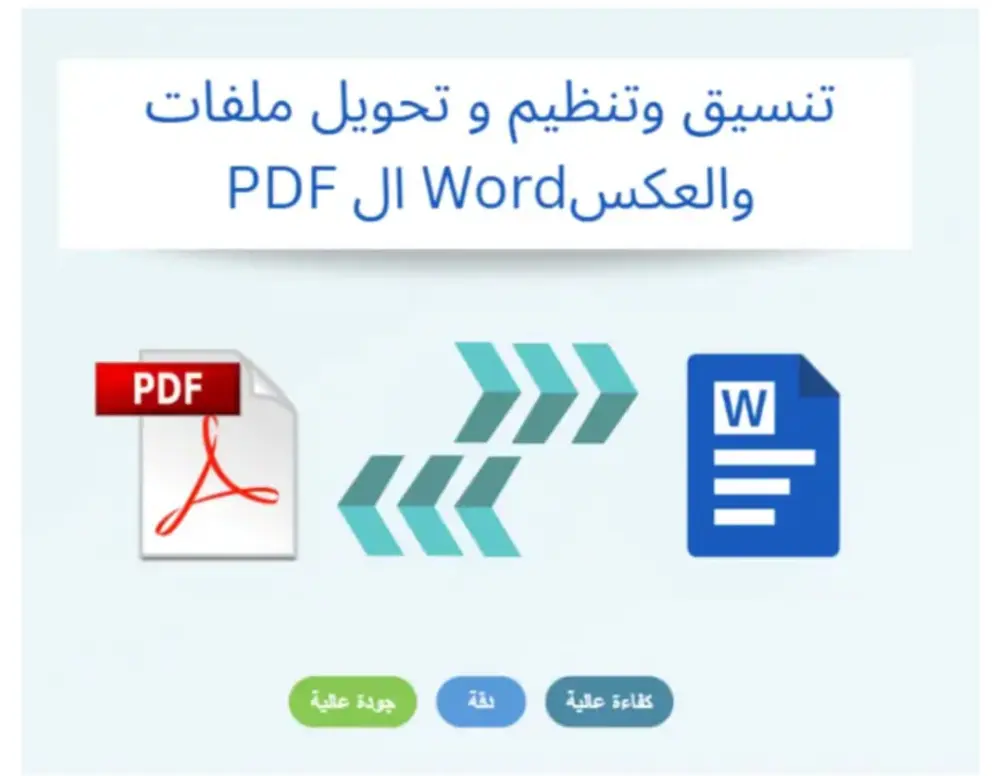 تنسيق و تنظيم وتحويل ملفات الword الي PDF والعكس بجودة و دقة وكفائة عالية