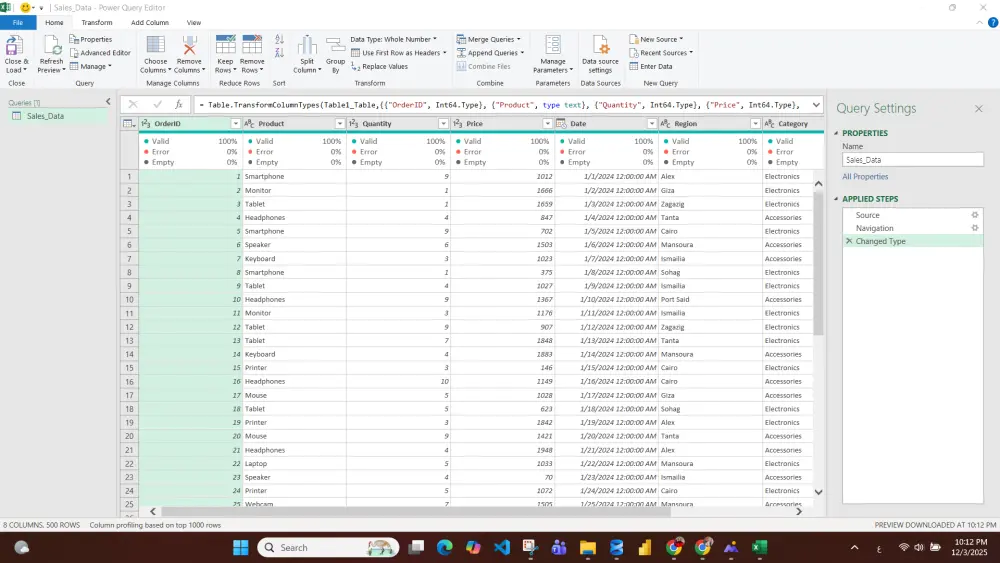 تحليل بيانات و انشاء لوحة تحكم Dashboard خاصة بمبيعات محل اليكترونيات