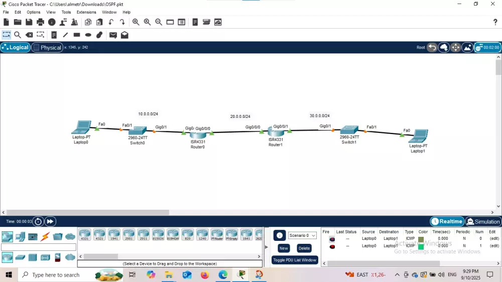 Configuring OSPF Packet tracer