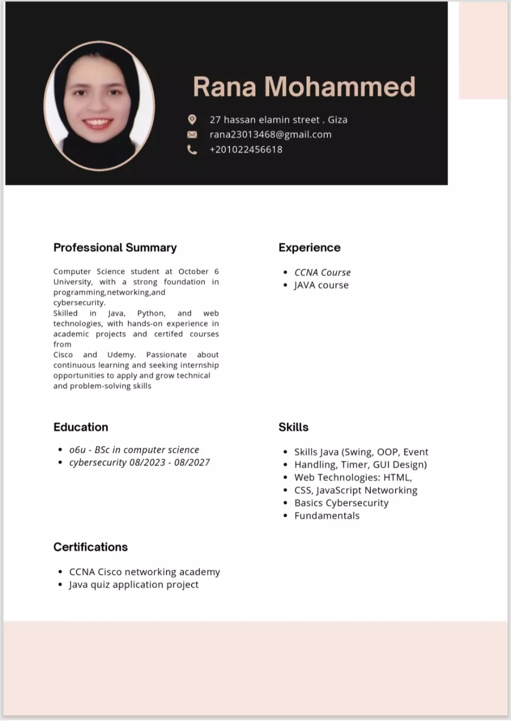 تصميم سيرة ذاتية احترافية وجذابة بصيغة pdf
